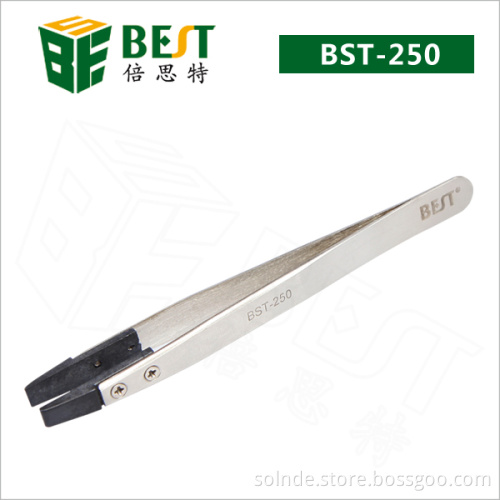 BEST-250 ESD plastic flat tipped tweezers
